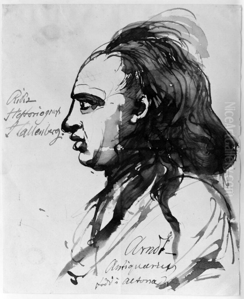 Riks Historiograph Hallenberg Oil Painting by Johan Tobias Sergel