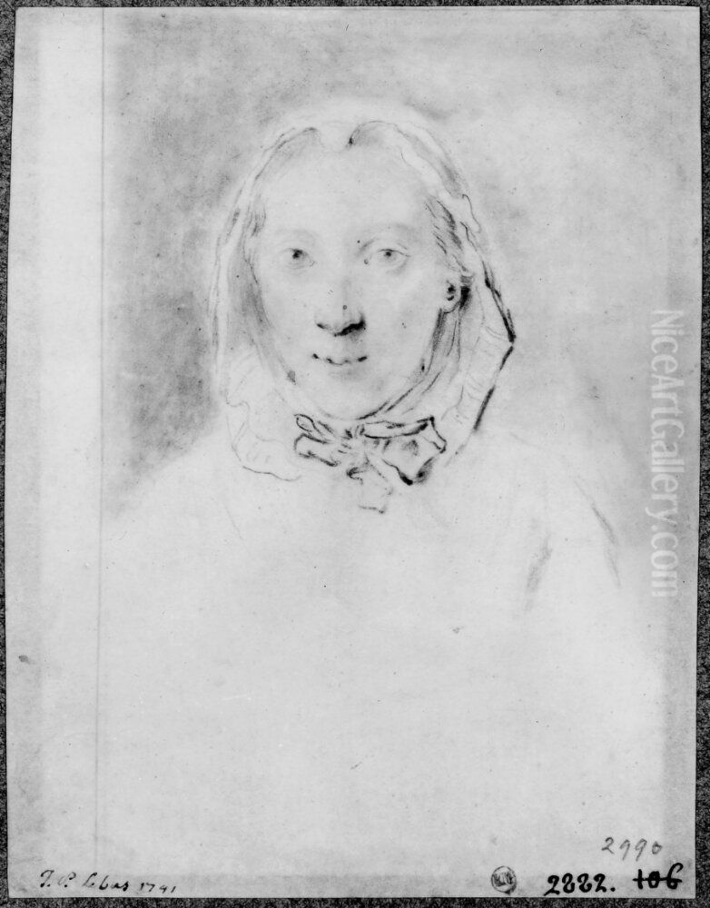 Kvinna med huva sedd framifran Oil Painting by Jacques-Philippe Le Bas