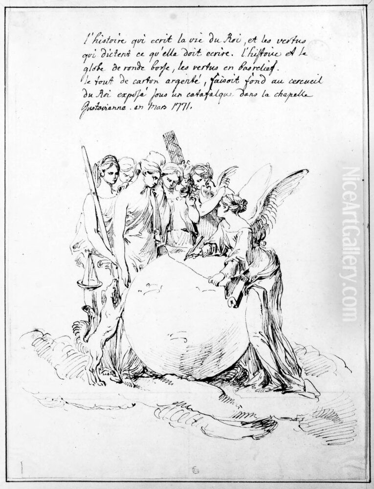 Historiens gudinna omgiven av dygdens gudinnor Oil Painting by Pierre Hubert L'Archeveque