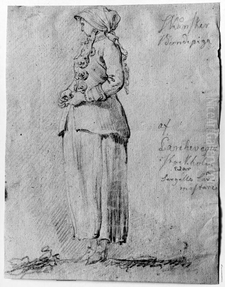 Skansk bondpiga Oil Painting by Pierre Hubert L'Archeveque