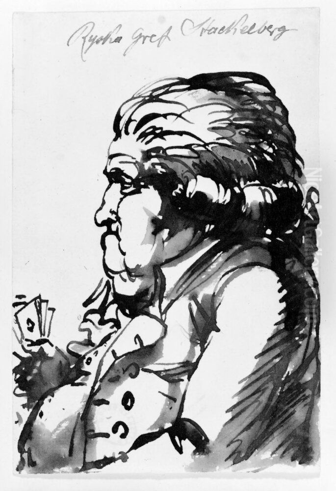 Ryska greve Stackelberg Oil Painting by Johan Tobias Sergel