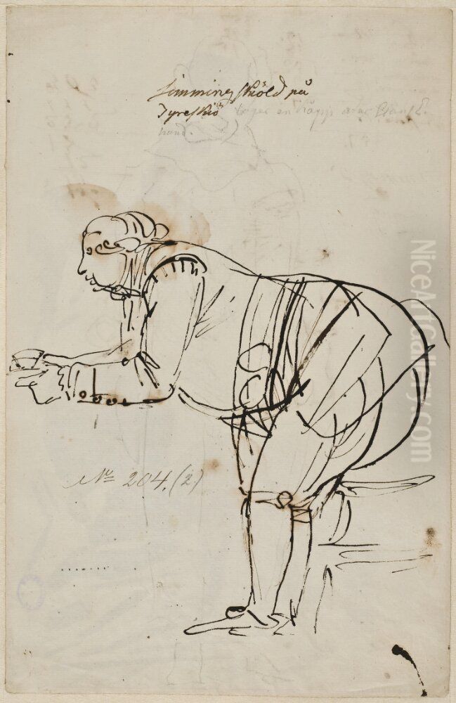 Simmingskiold pa Tyreskio tar emot en kopp ur Hans E. hand Oil Painting by Johan Tobias Sergel