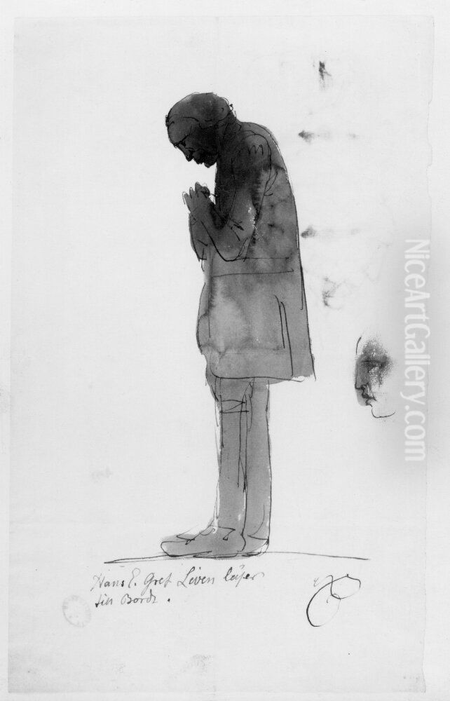 Greve Hans E. Liven laser till bords. Greve H. von Liewen? Oil Painting by Johan Tobias Sergel