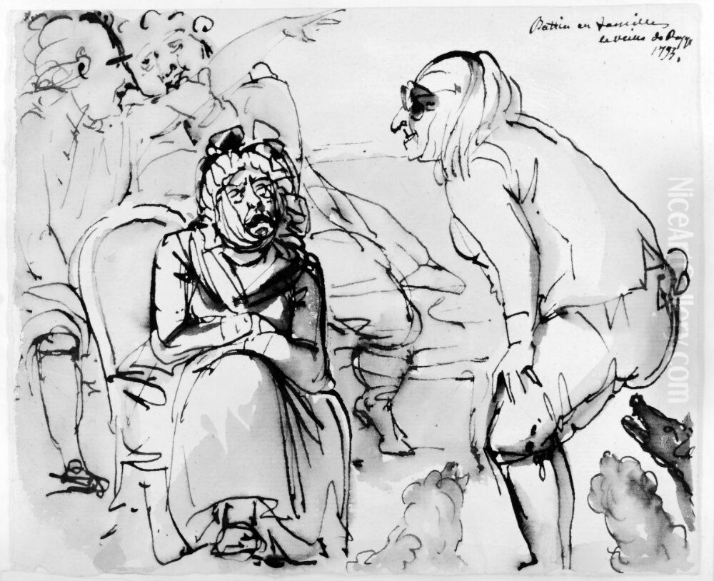 Battin en famille la veille Oil Painting by Johan Tobias Sergel