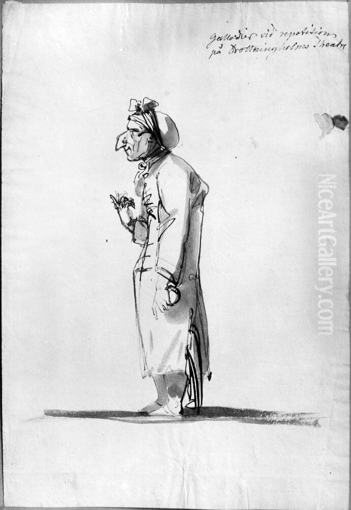 Gallodier vid repetionen pa Drottningsholmsteatern Oil Painting by Johan Tobias Sergel