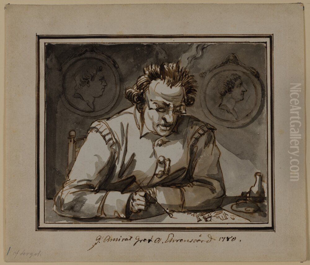 Admiral Count Carl August Ehrensvard Oil Painting by Johan Tobias Sergel