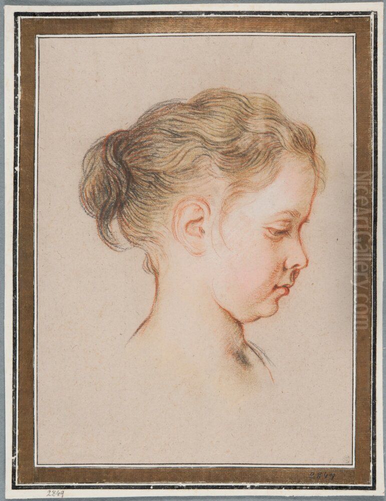Young Girl in Profile to the Right Oil Painting by Charles de La Fosse