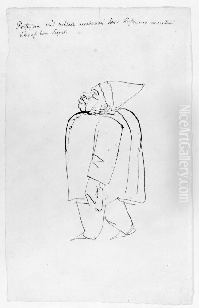 Karikatyr av herr Hoffman, professor vid akademien Oil Painting by Johan Tobias Sergel