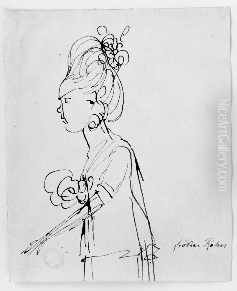 Froken Rehn, en av hovintendentens dottrar Oil Painting by Johan Tobias Sergel