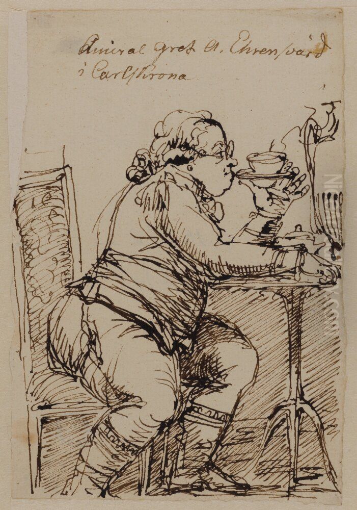 Admiral Count Carl August Ehrensvard in Karlskrona Oil Painting by Johan Tobias Sergel