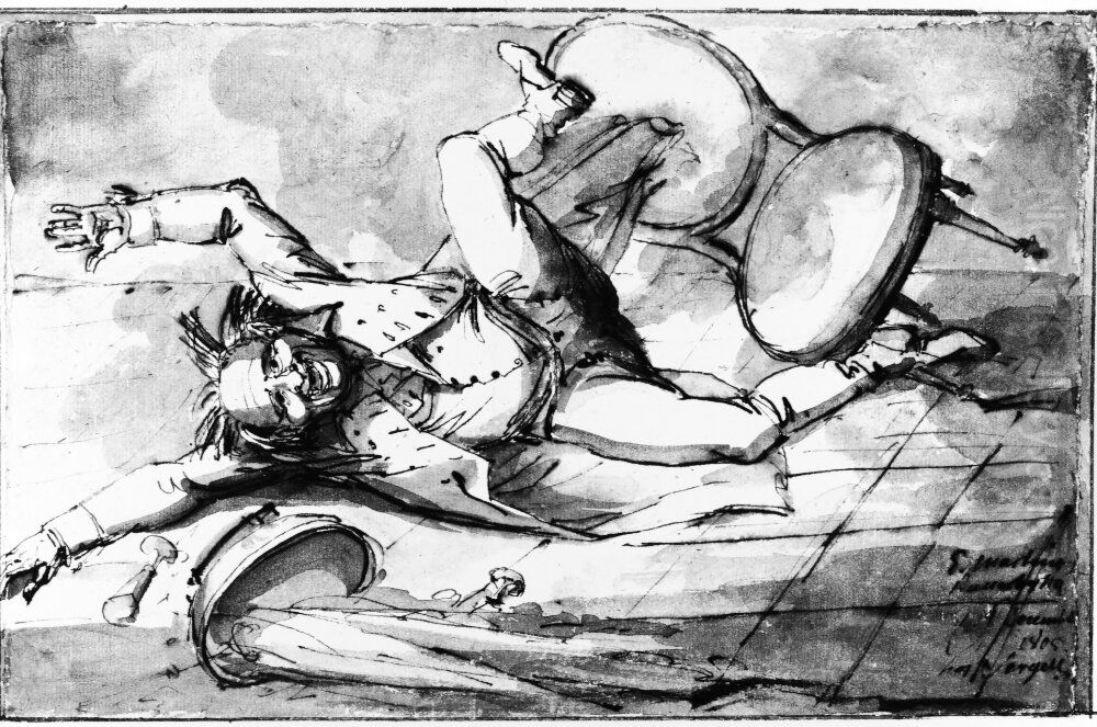 Elias Martins kullerbytta hos Sergel Oil Painting by Johan Tobias Sergel