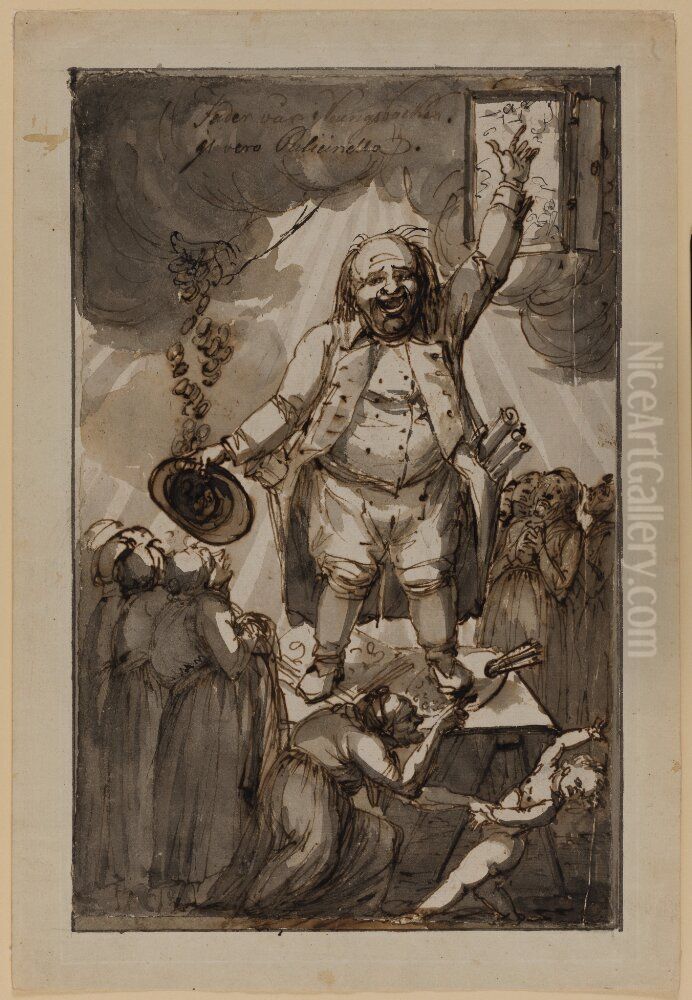 Our Father in Kungsbacken il vero Pulcinella. Elias Martin Oil Painting by Johan Tobias Sergel