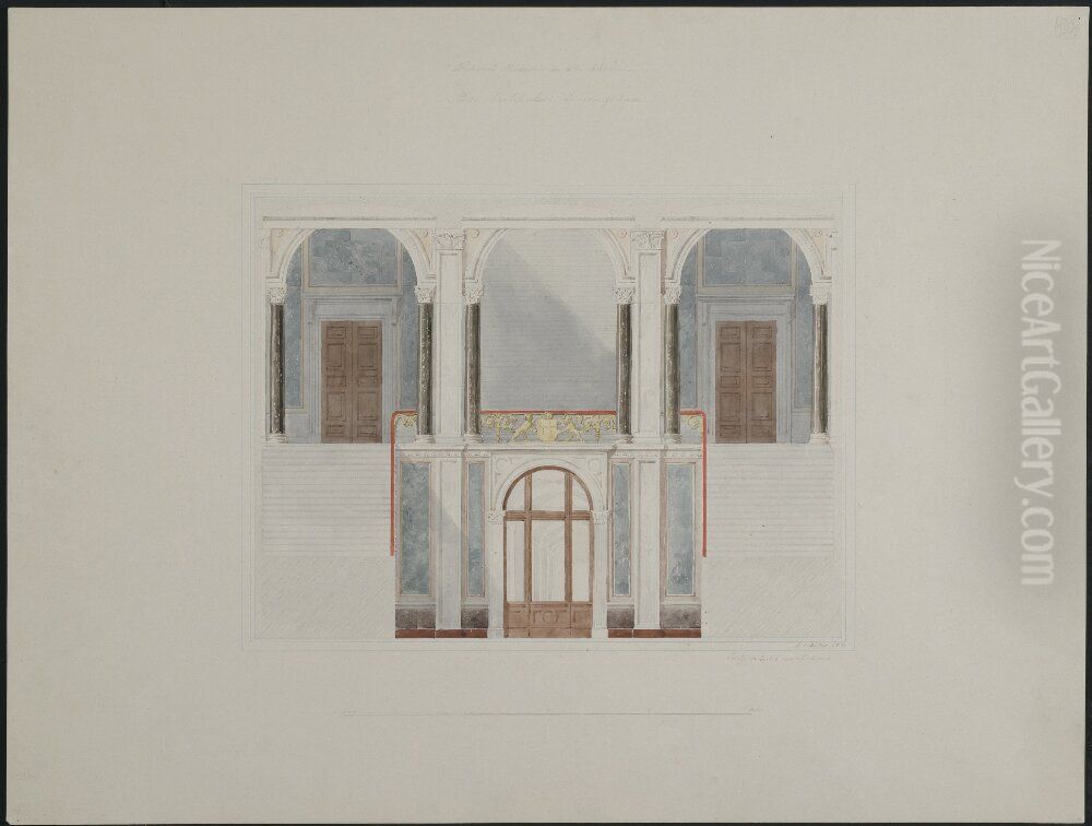 Nationalmuseum. Vestibulum. Langdsektionen Oil Painting by Friedrich August Stuler