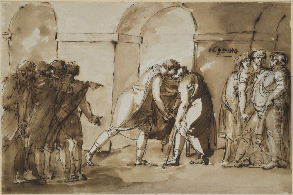 Karl Johans besok i Sergels atelje Oil Painting by Johan Tobias Sergel