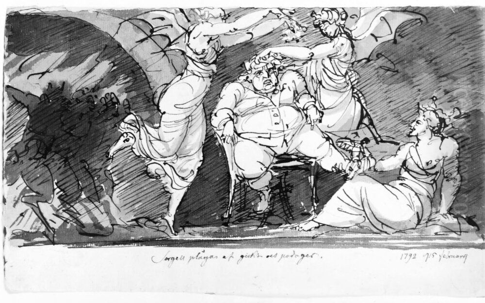 Sergel plagas av gikt och podager Oil Painting by Johan Tobias Sergel