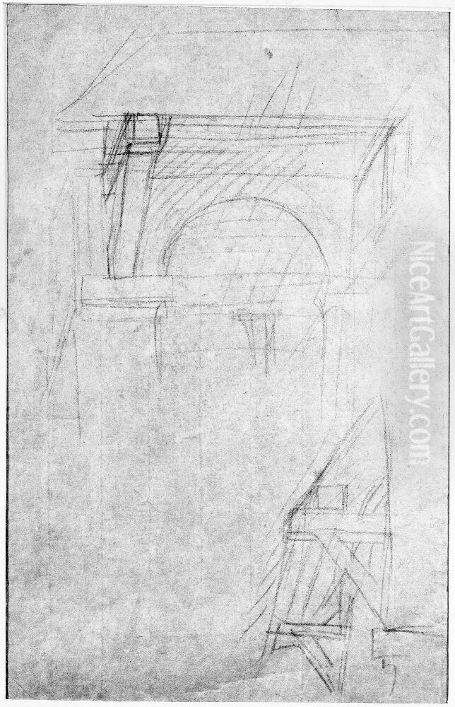 Skiss till arkitekturritning Oil Painting by Jean Jouvenet