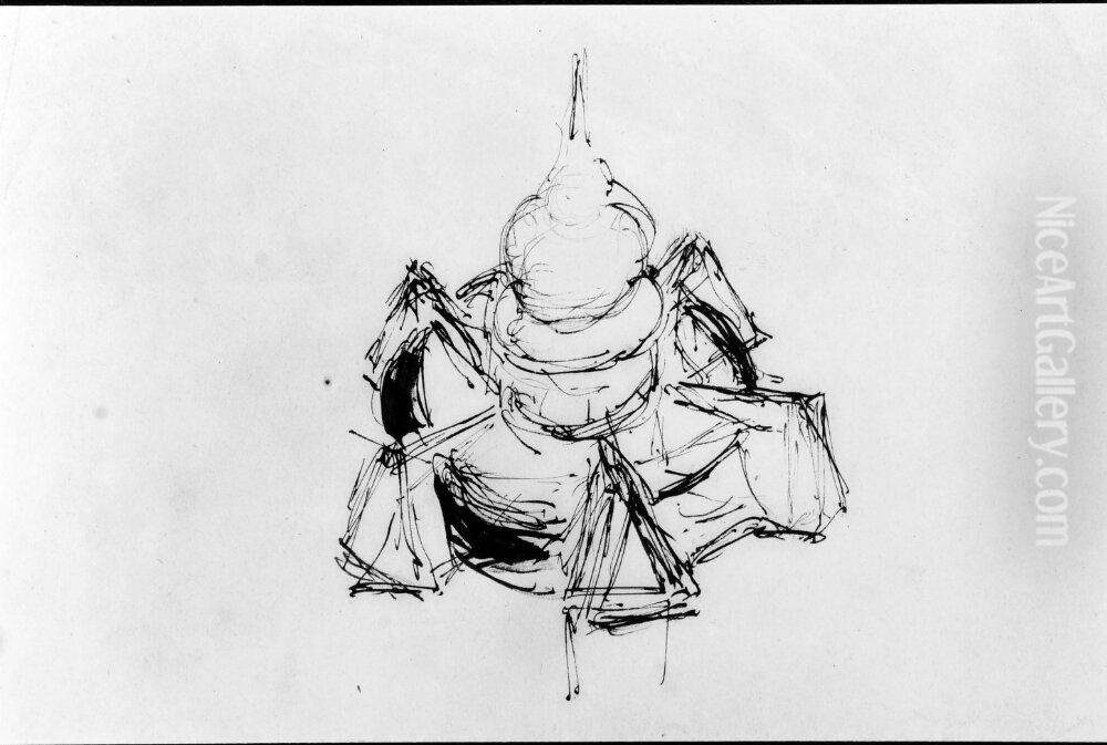 Fantasiprojekt for palats at l'Institut Oil Painting by Victor Hugo