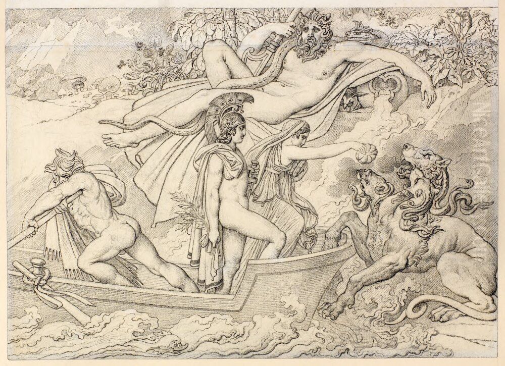 Aeneas Comes to the Underworld Oil Painting by Anne-Louis Girodet de Roucy-Triosson