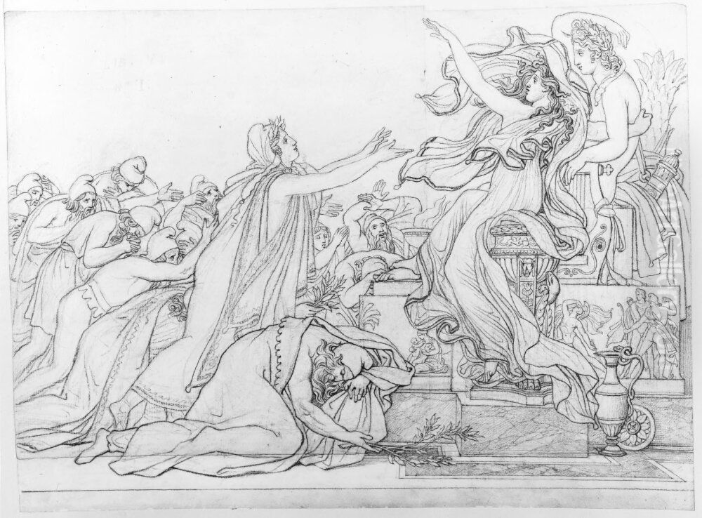 Aeneas radfragar den kumeiska sibyllan Oil Painting by Anne-Louis Girodet de Roucy-Triosson