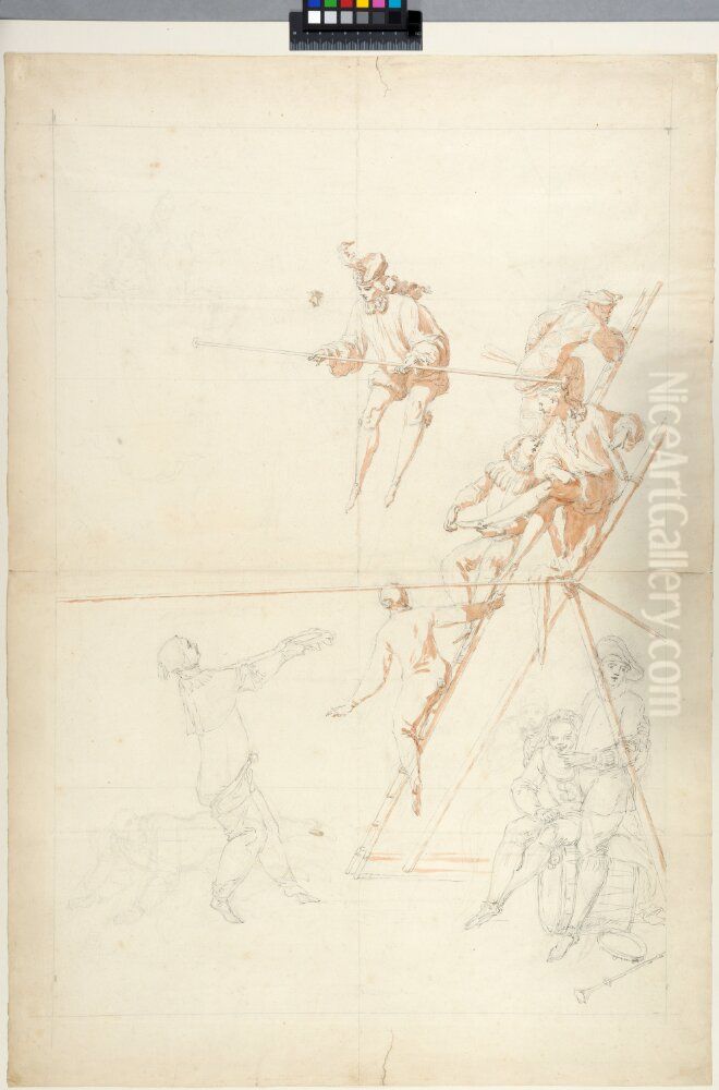 Actors Oil Painting by Claude Gillot