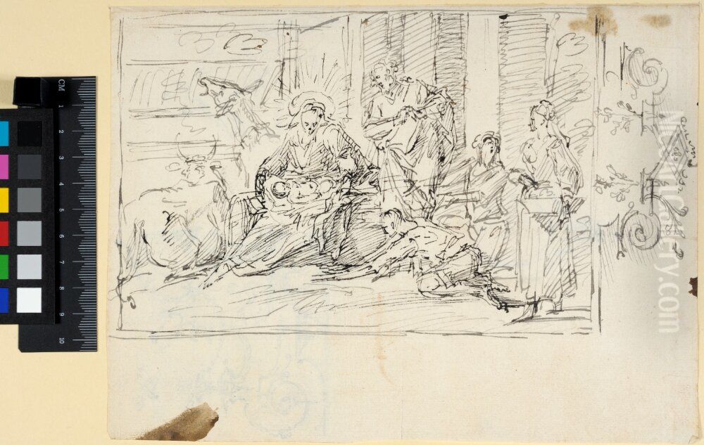 The Adoration of the Shepherds Oil Painting by Claude Gillot