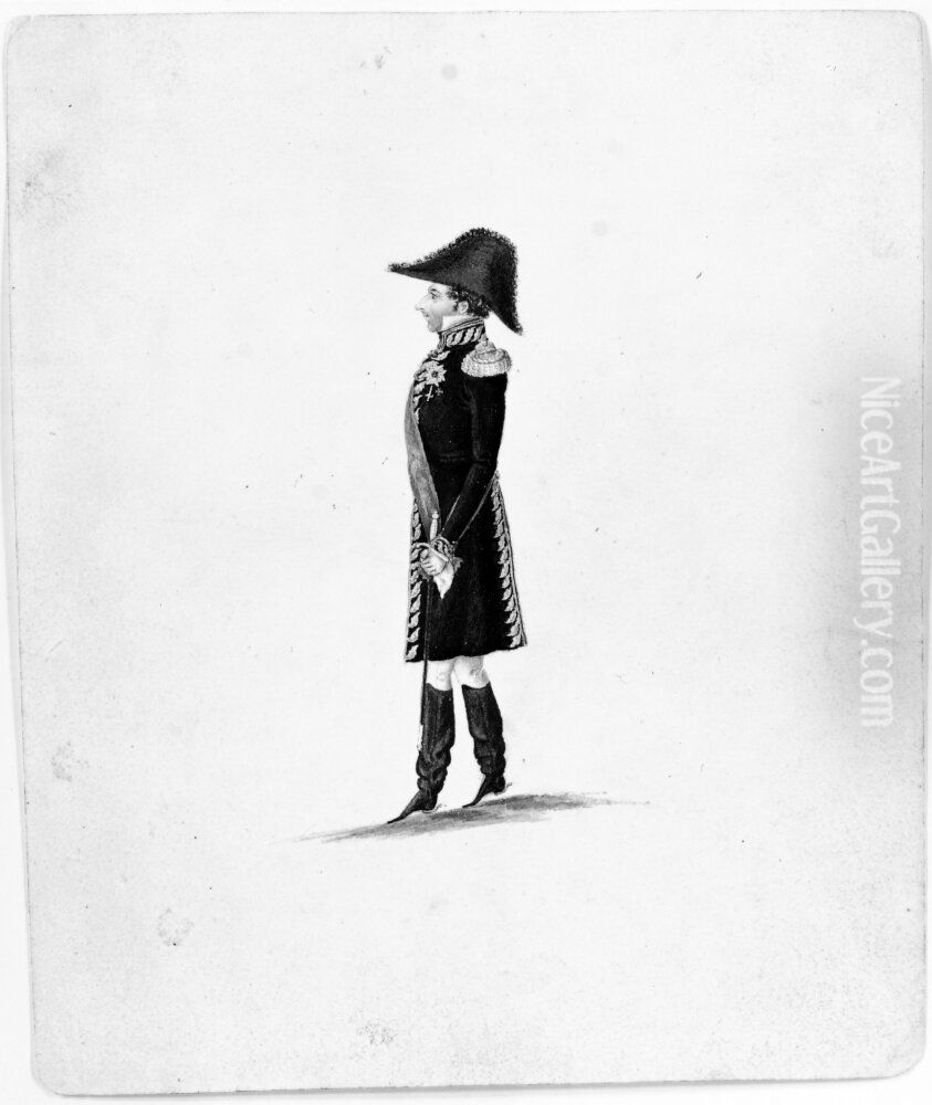 Flojtspelande man Oil Painting by Adolf Ulrik Schutzercrantz