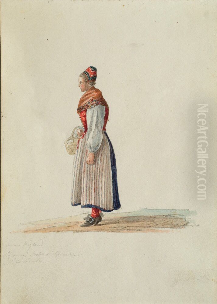 Skissbok, 62 blad, 50 teckningar, med motiv fran orter i Sverige Oil Painting by Adolf Ulrik Schutzercrantz