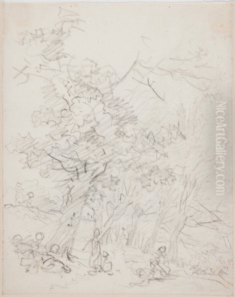 Figurer i landskap Oil Painting by Jean-Honore Fragonard