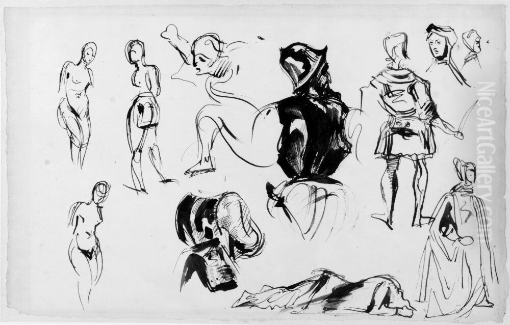 Studier till Marino Faliero Oil Painting by Eugene Delacroix