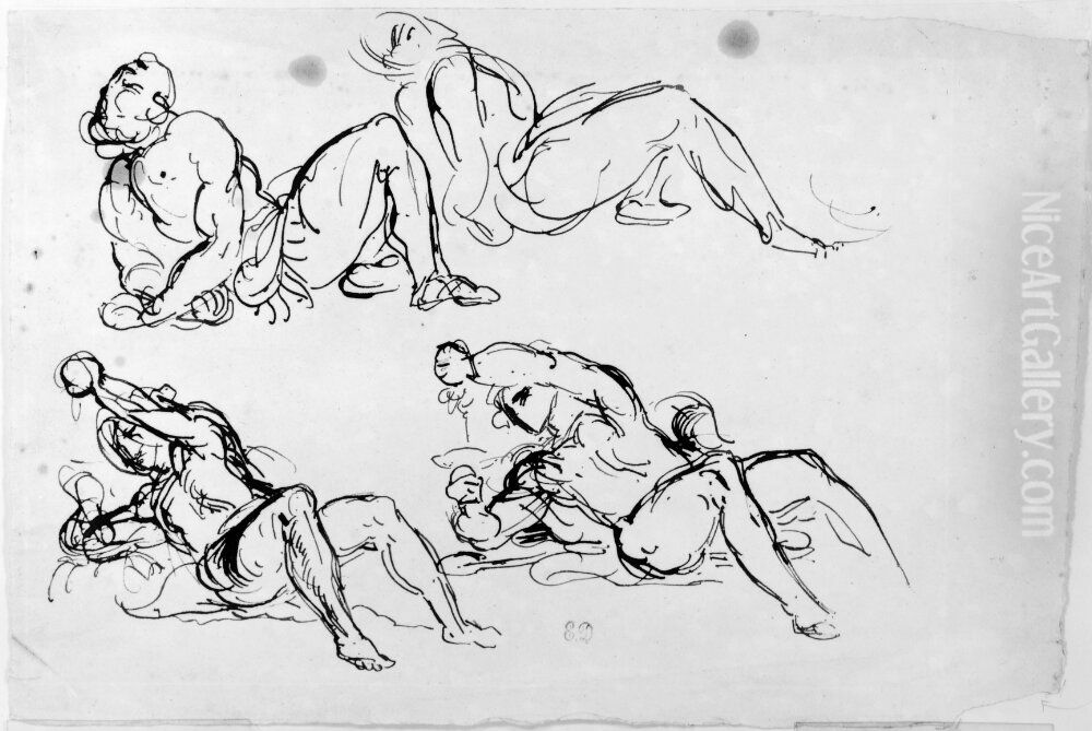 Figurskisser for Salon de la Paix Oil Painting by Eugene Delacroix