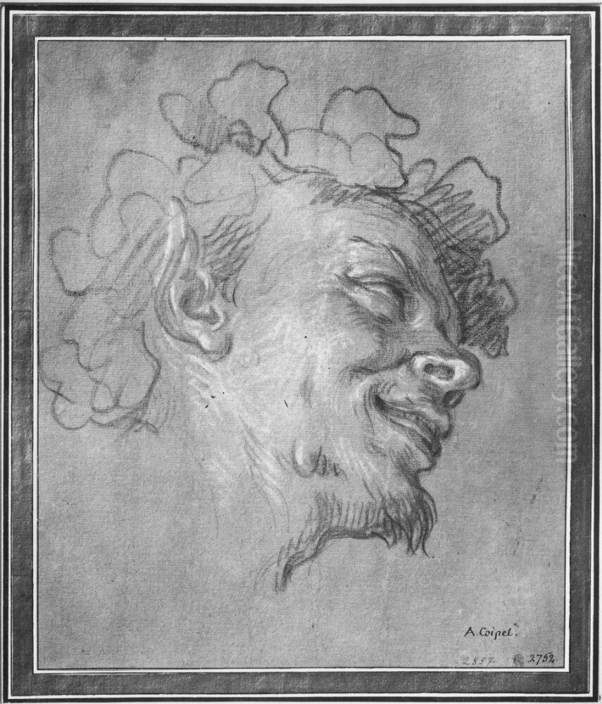 Satyrhuvud Oil Painting by Antoine Coypel