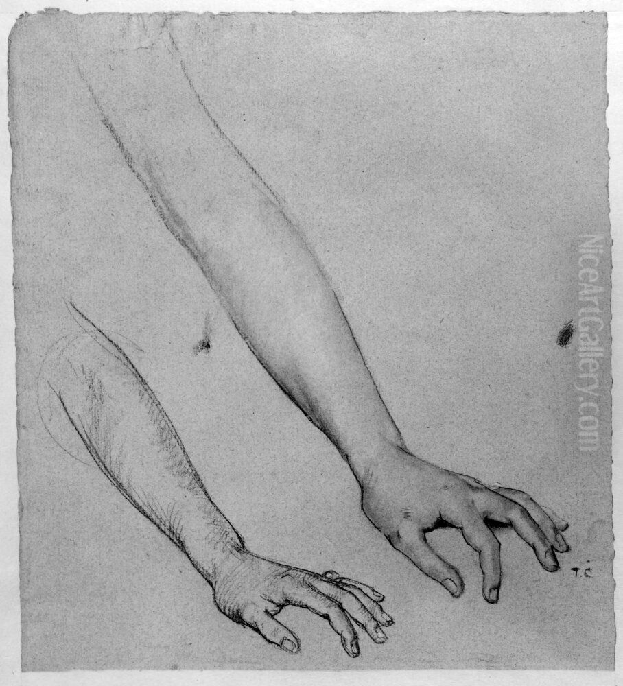 Tva studier av en kvinnoarm Oil Painting by Thomas Couture