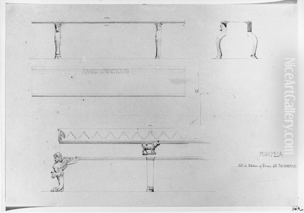 Bal och bankar av brons i termerna, Pompeji Oil Painting by Fredrik Wilhelm Scholander