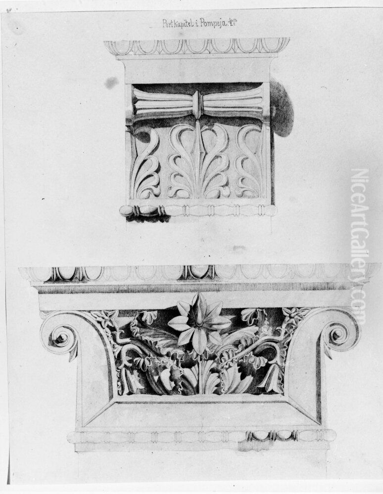 Portkapital i profil och fas, Pompeji Oil Painting by Fredrik Wilhelm Scholander