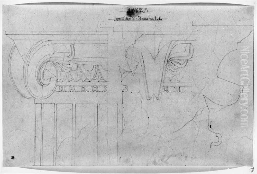 Joniskt kapital i Pansas hus, Pompeji Oil Painting by Fredrik Wilhelm Scholander