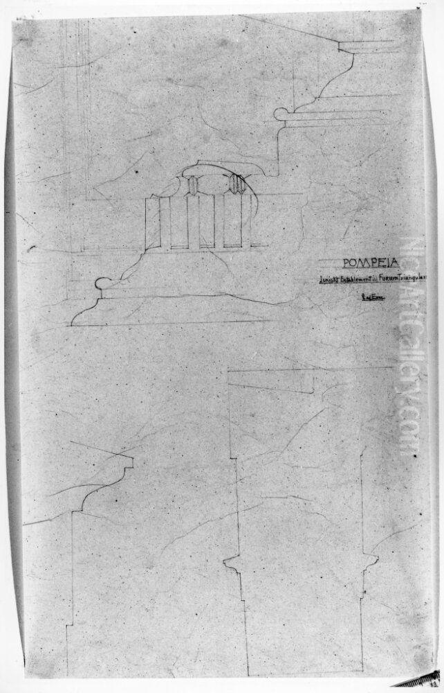 Joniskt entablement, Forum Triangulare, Pompeji Oil Painting by Fredrik Wilhelm Scholander