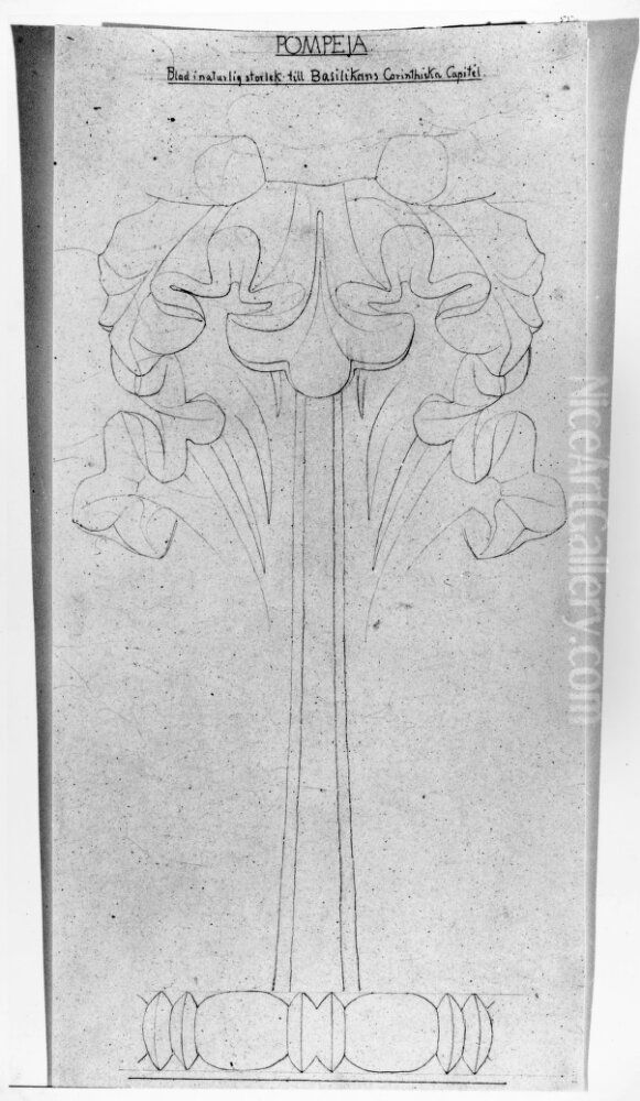 Blad i naturlig storlek till Basilikans korintiska kapital, Pompeji Oil Painting by Fredrik Wilhelm Scholander