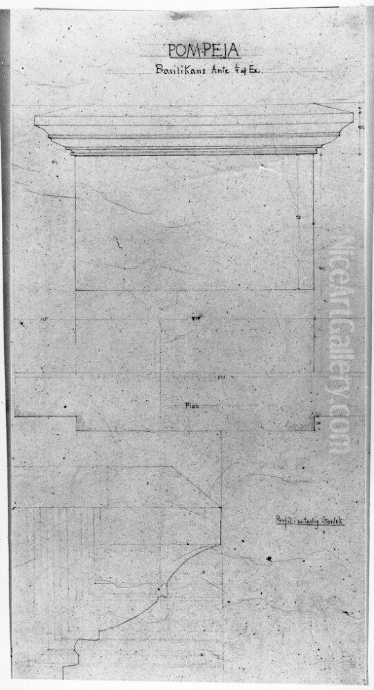 Basilikans ante, Pompeji. Profil i naturlig storlek Oil Painting by Fredrik Wilhelm Scholander