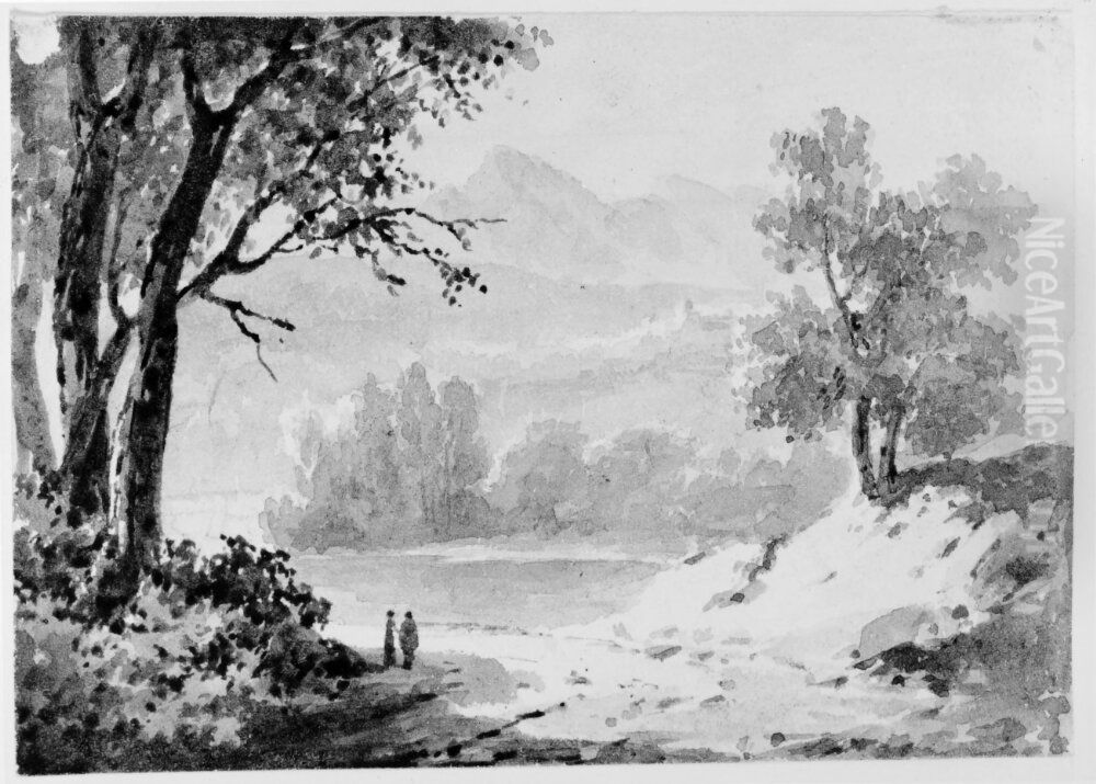 Landskap Oil Painting by Jules Louis Phillipe Coignet