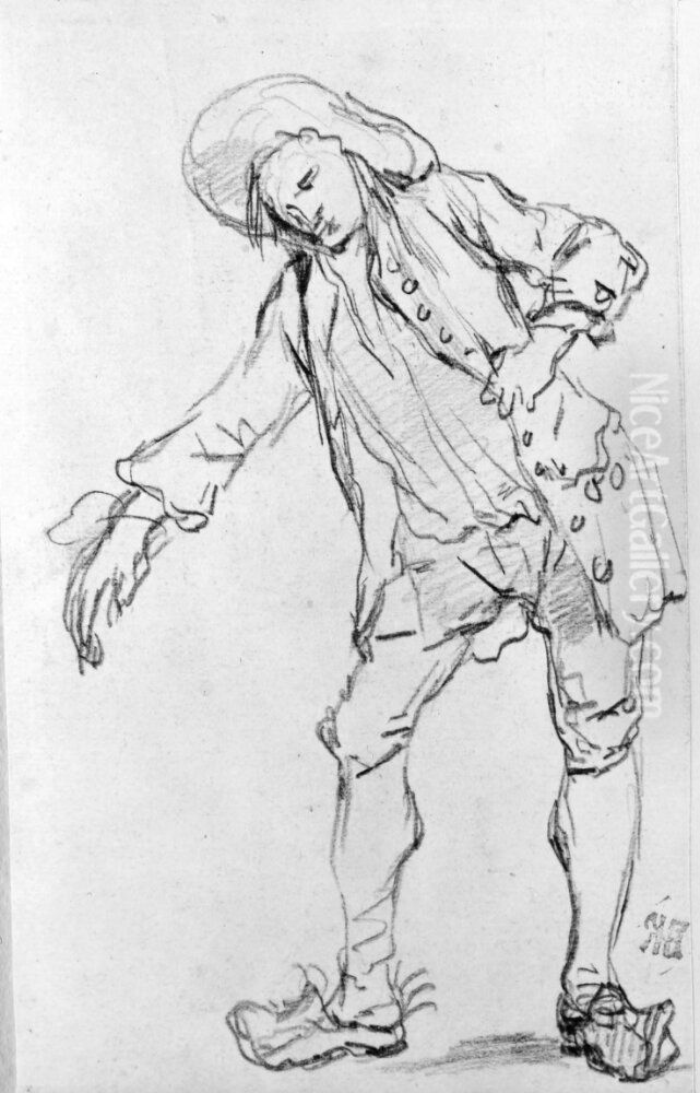 Studie av dansande bonde Oil Painting by Charles-Nicolas Cochin