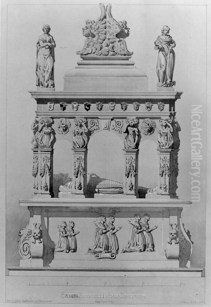 Banerska monumentet, Uppsala domkyrka Oil Painting by Fredrik Wilhelm Scholander