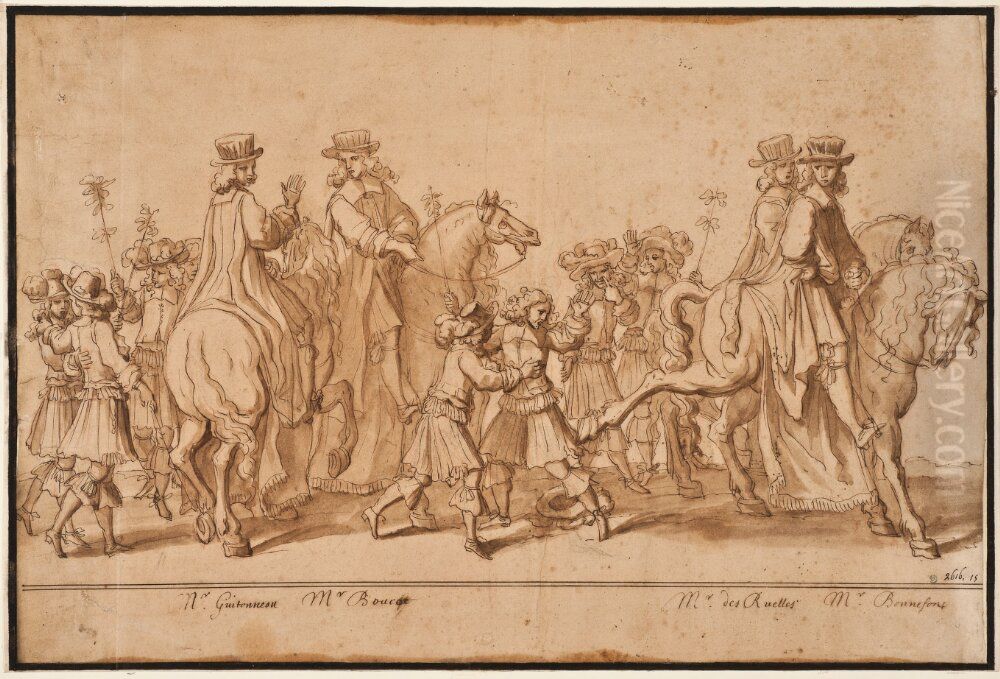 Four Conseiller Secretaires du Roi Oil Painting by Francois Chauveau