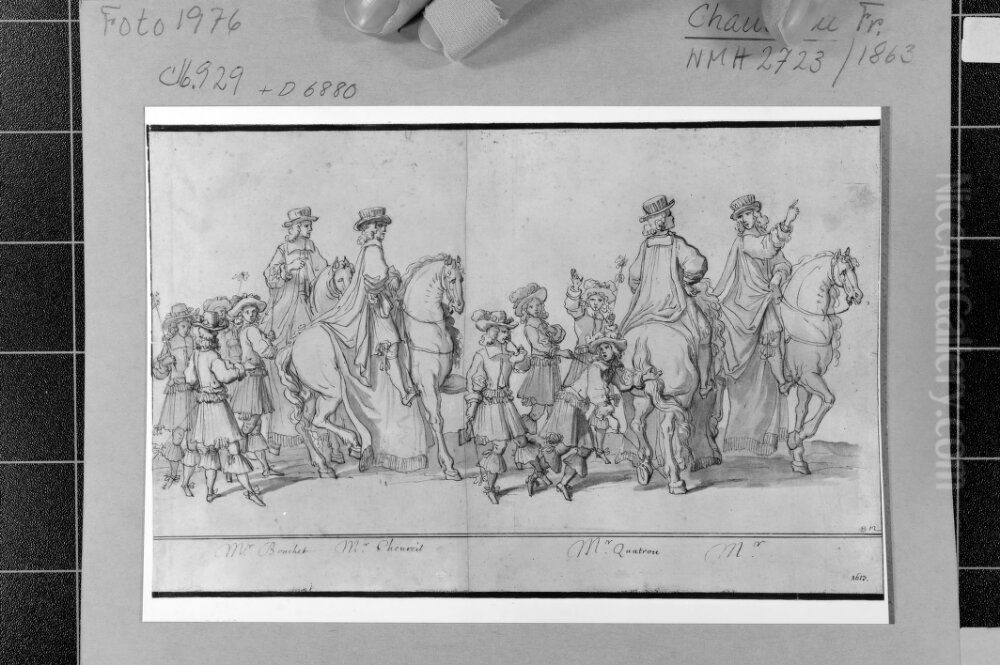 Fyra av kungens hemliga radgivare Oil Painting by Francois Chauveau