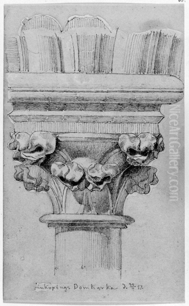 Kapital i Linkopings domkyrka Oil Painting by Fredrik Wilhelm Scholander