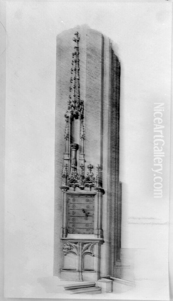 Tabernakel i hogkoret, Linkopings domkyrka Oil Painting by Fredrik Wilhelm Scholander