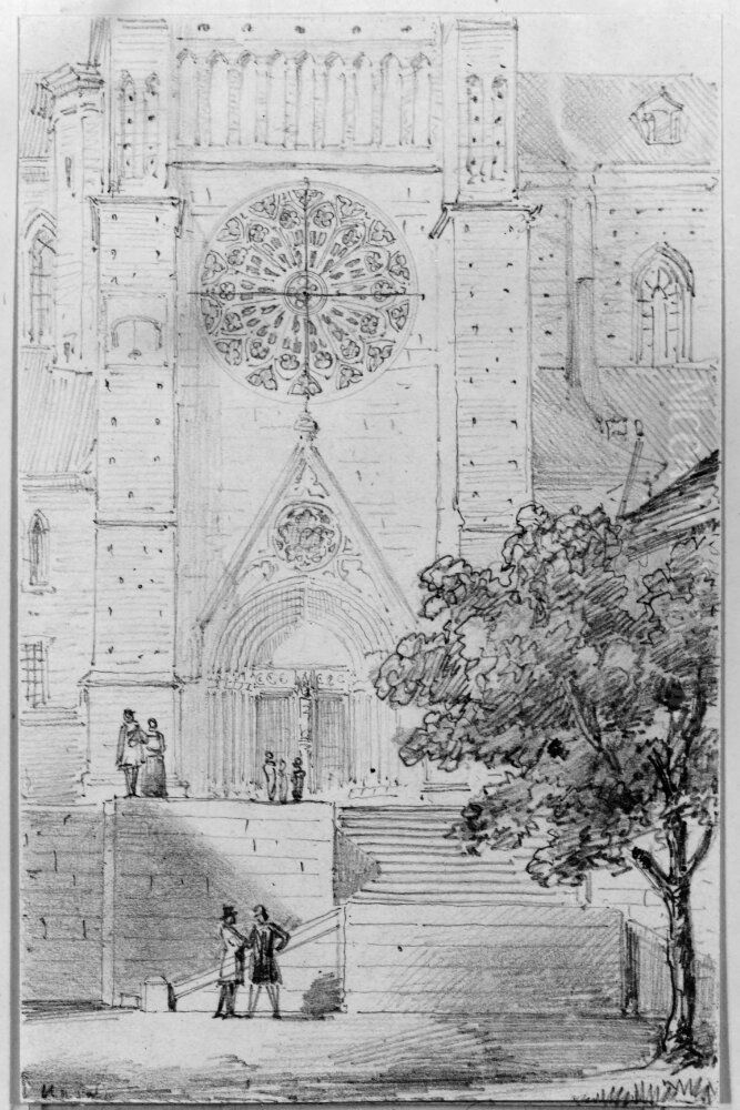 Tvarskeppets sodra fasad, Uppsala domkyrka Oil Painting by Fredrik Wilhelm Scholander
