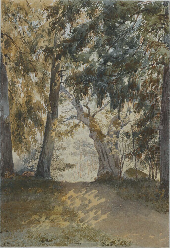 Skogsparti fran Drottningholm Oil Painting by Fredrik Wilhelm Scholander