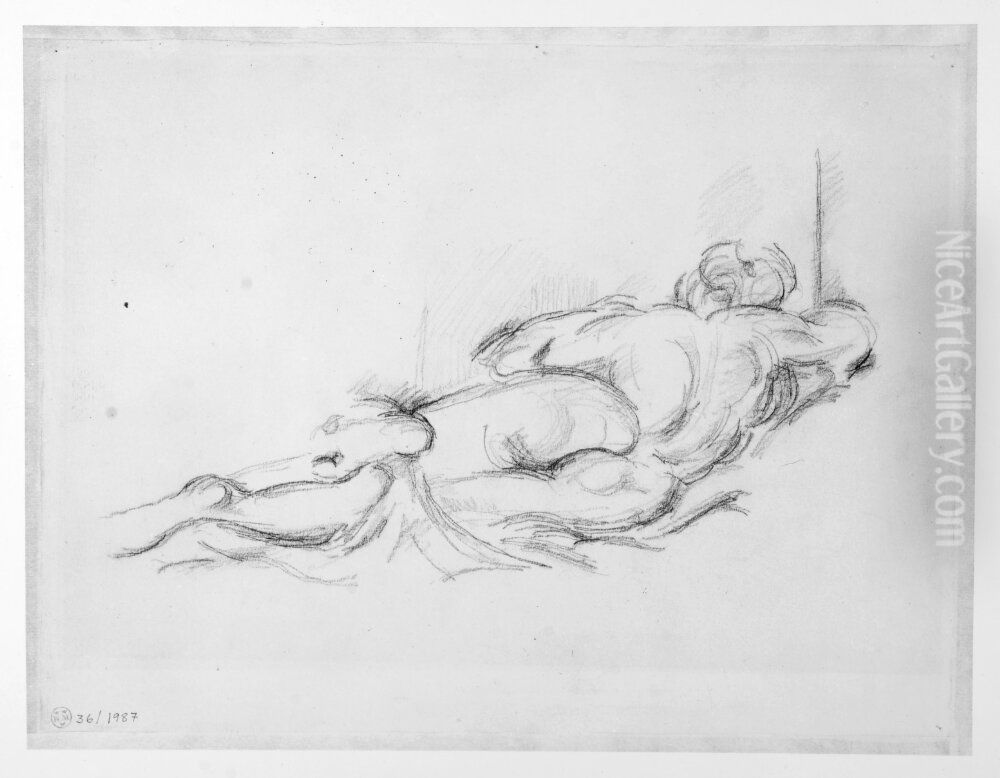 Sovande hermafrodit, efter antik i Louvren Oil Painting by Paul Cezanne