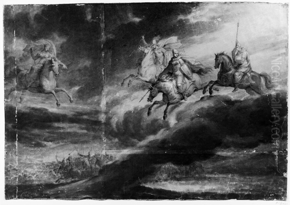 Study for the Painting The Valkyries Oil Painting by Johan Gustaf Sandberg