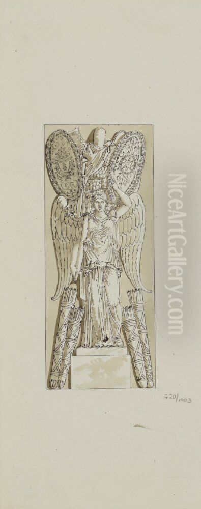 Utkast till panna for hertig Karls vaning, Stockholms slott Oil Painting by Louis Masreliez